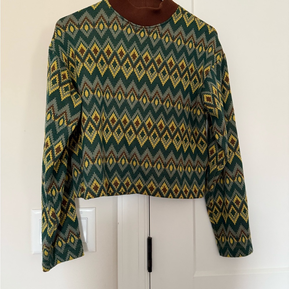 Zara Brown and Green Knit Sweater